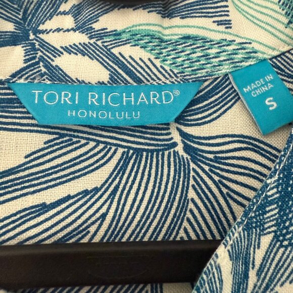 Tori Richard Honolulu Blue Floral Hawaiian Linen Blend Shirt Dress Womens Small - Picture 2 of 7